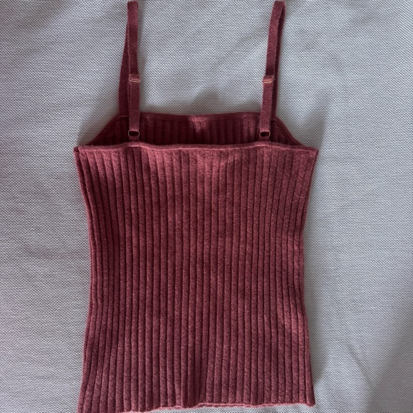 The Cashmere Project Rust Ribbed Knit Tank Top - Picture 4 of 9